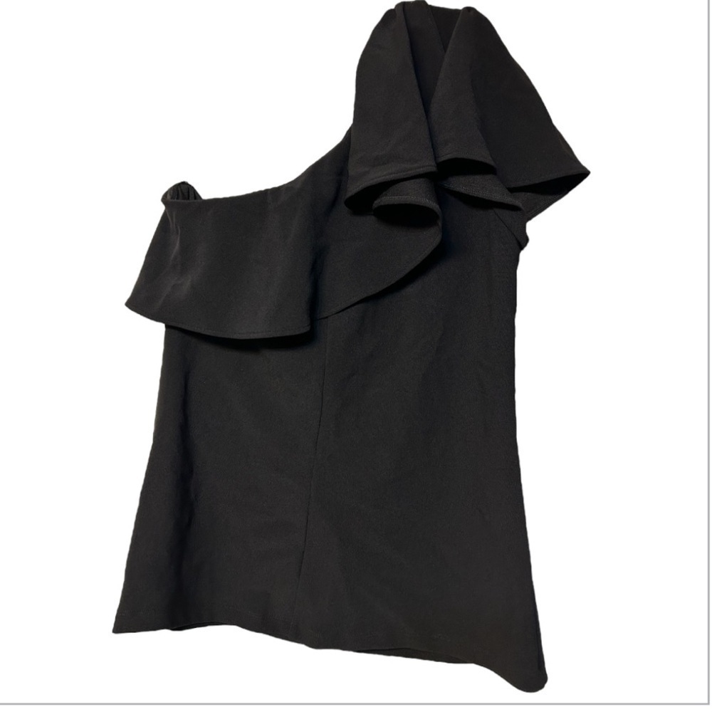 Boston Proper Black One-Shoulder Ruffle Top - Picture 4 of 6